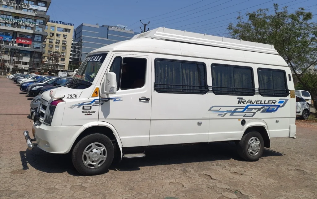 1 Tempo Traveller parked in Amritsar, ideal for group travel and city tours by Yes Taxi Tour & Travels.
